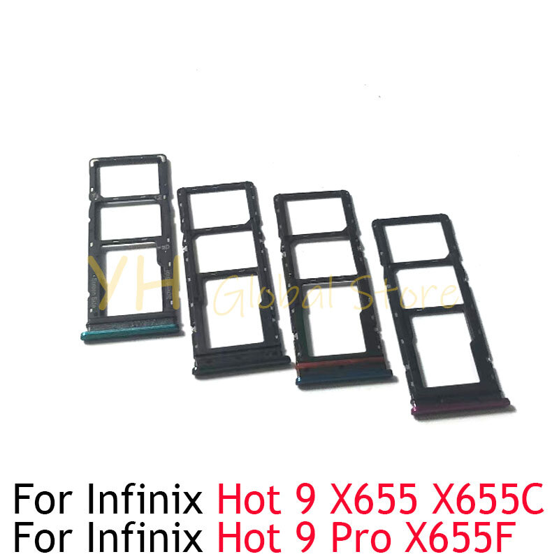 Suporte da bandeja do entalhe do cartão Sim, peças de reparo, Infinix Hot 9 Play, X680, X680B, X680C, 9 9 Pro, X655, X655C, X655D, X655F