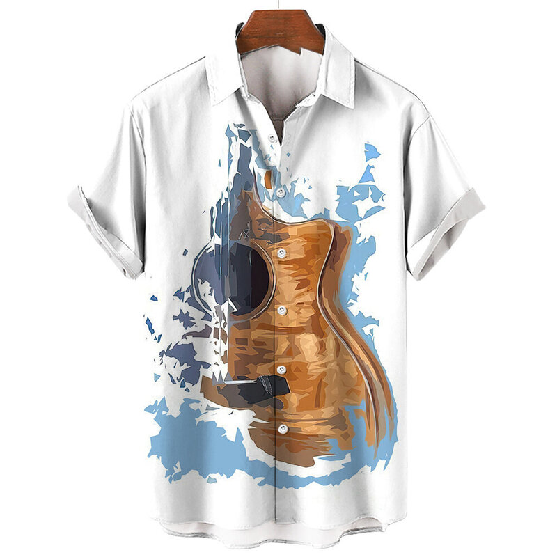 Męskie koszule męskie śmieszne klucze do fortepianu 3d koszule z nadrukiem odzież męska letnia koszulka z krótkim rękawem luźna obszerna koszula