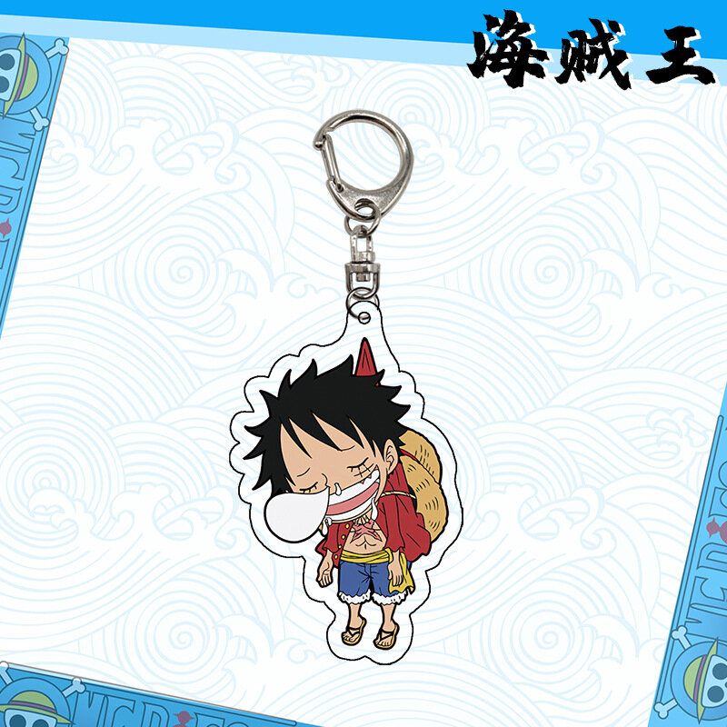7CM Anime ONE PIECE Monkey D.Luffy Chopper Q Version figure Acrylic Model doll Transparent Pendant Accessories Key Ring gifts
