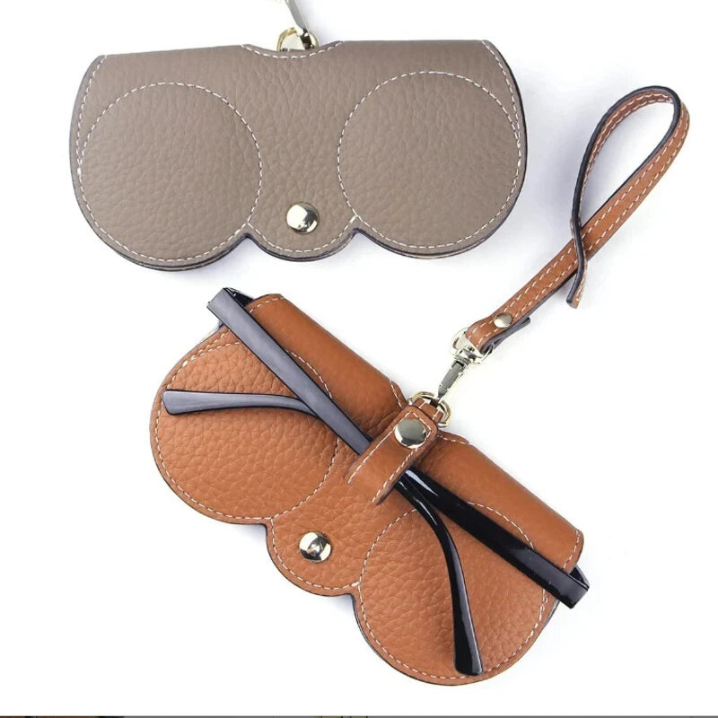 Bolsa de gafas de sol de PU, estuche de gafas portátil, cubierta de protección de gafas de sol, Clip de gafas lindo, bolsa de gafas Simple colgante, nuevo