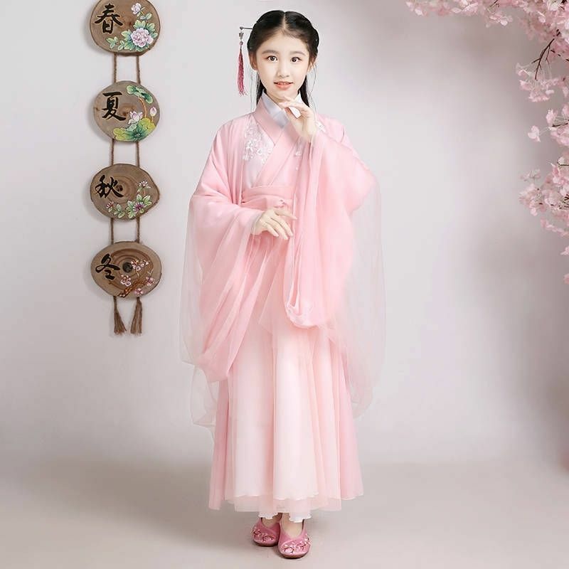 Ancient Chinese Hanfu Children's Fairy Clothing Fragrant Honey Sinking Ashes Like Frost Wearing Performance Clothing