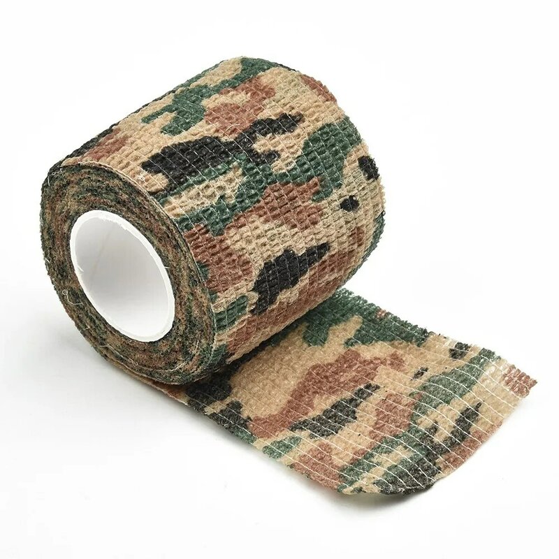 1 pz Camo Form riutilizzabile Self Cling Camo Hunting Rifle Fabric Tape Wrap poliestere Camouflage Outdoor Camping strumento ausiliario