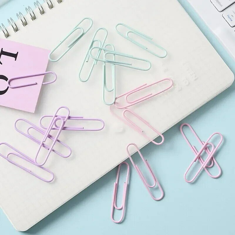 1 Box Colored Paper Clip Metal Clips Memo Clip Bookmarks Stationery Office Accessories School Supplies Length 28mm/50mm