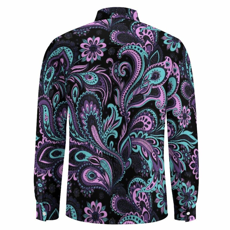 Camisa Retro de Cachemira para hombre, camisa informal de manga larga, color rosa y azul, elegante, diseño de primavera, ropa de gran tamaño