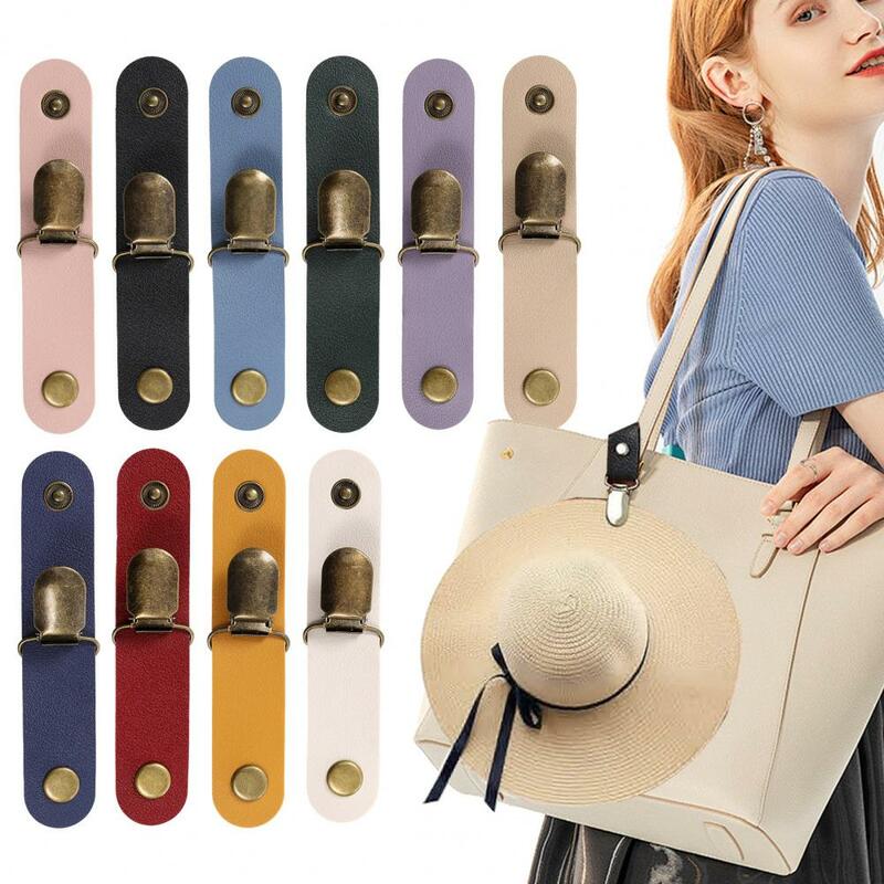 1Pc/4Pcs Faux Leather Hat Clip Outdoor Cap Clip Hiking Camping Sun Hat Clamp Travel Hat Holder On Backpacks Purses