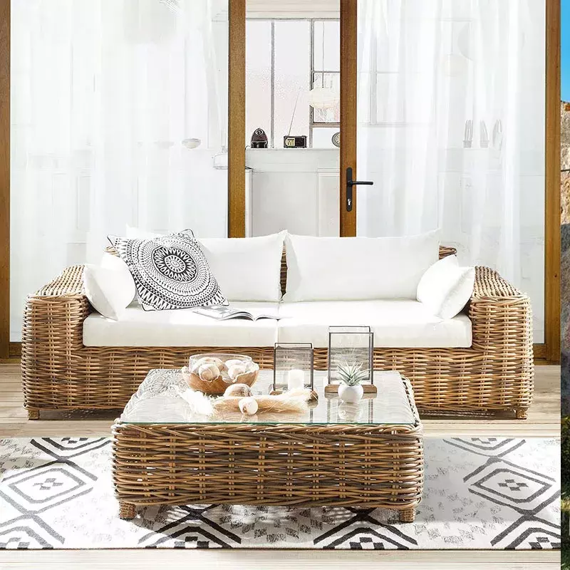 Outdoor sofa set terrace leisure waterproof sunscreen villa Rattan Garden Furniture