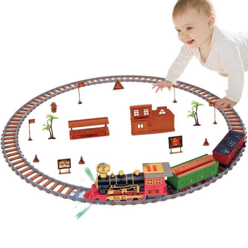 Mainan kereta listrik anak laki-laki dan perempuan, kereta api listrik dengan cahaya asap dan suara, keterampilan pengembangan anak 3 4 5 6 7 8 tahun