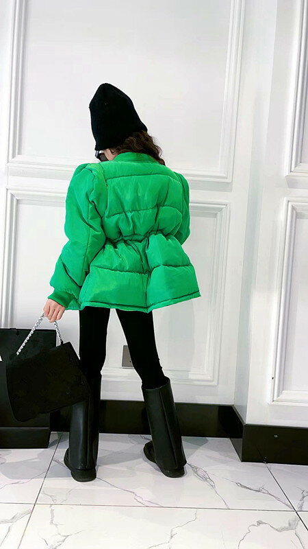 Bebê menina inverno nova moda casacos de algodão crianças verde e roxo quente roupa parka roupas adolescentes casacos de algodão wz495