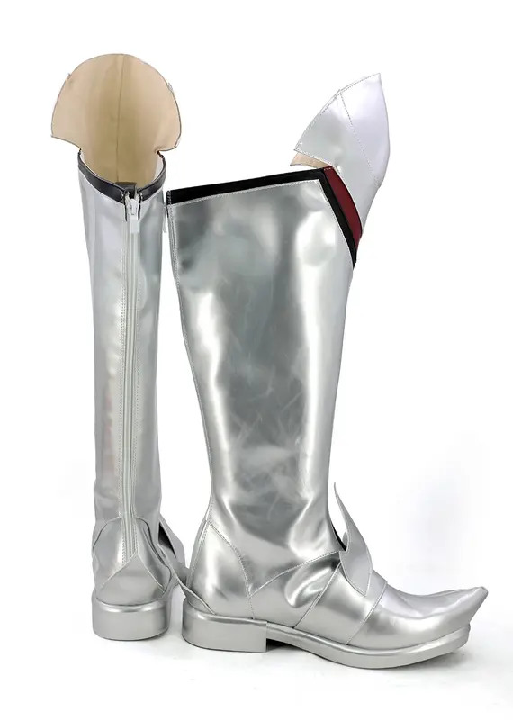 Fate Apocrypha FGO Mordred Cosplay Botas, Custom Made Sapatos de Prata, Qualquer Tamanho