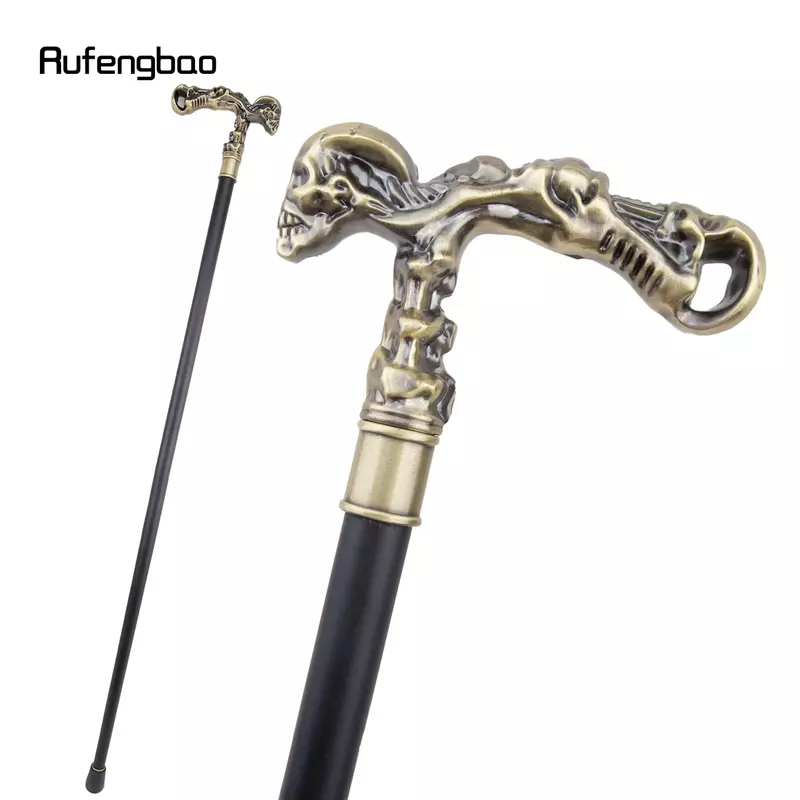 Coppery Skull Single Joint Fashion Walking Stick decorativo Vampire Cospaly Party Walking Cane Halloween Crosier 93cm