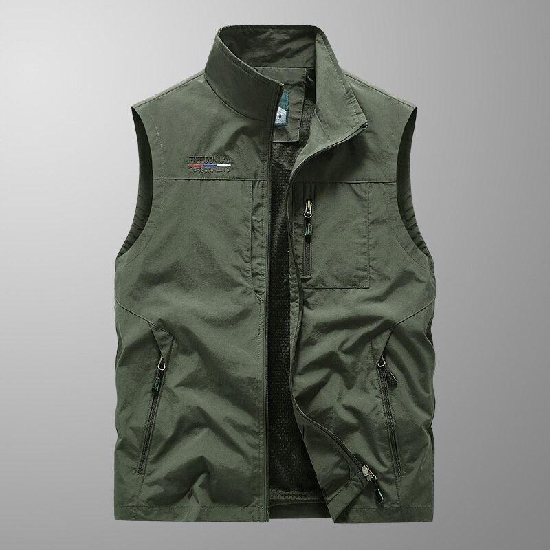 BOLUBAO 2024 Outdoor Casual Vest Men's Large Pocket Solid Color Slim Coat High Quality Design Selling Casual Vest Men