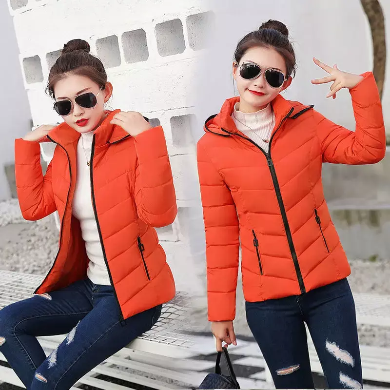 Ladies Winter Coat Women Down Cotton Hooded Jacket Woman Casual Warm Outerwear Jackets Female Girls Black Clothes PA1143