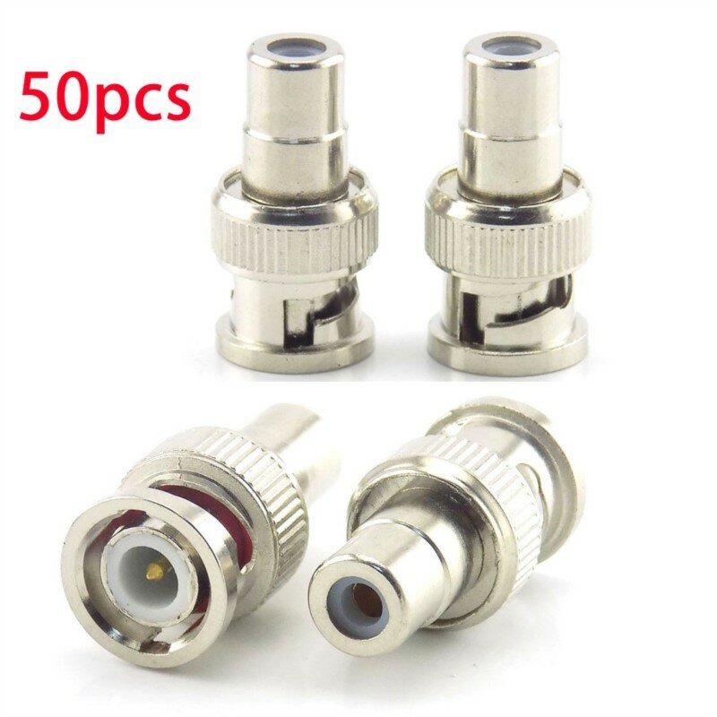 50pcs BNC Male End To RCA Female Plug COAX Adapter Connector Adapter F/M Couple For Security System Video CCTV Camera