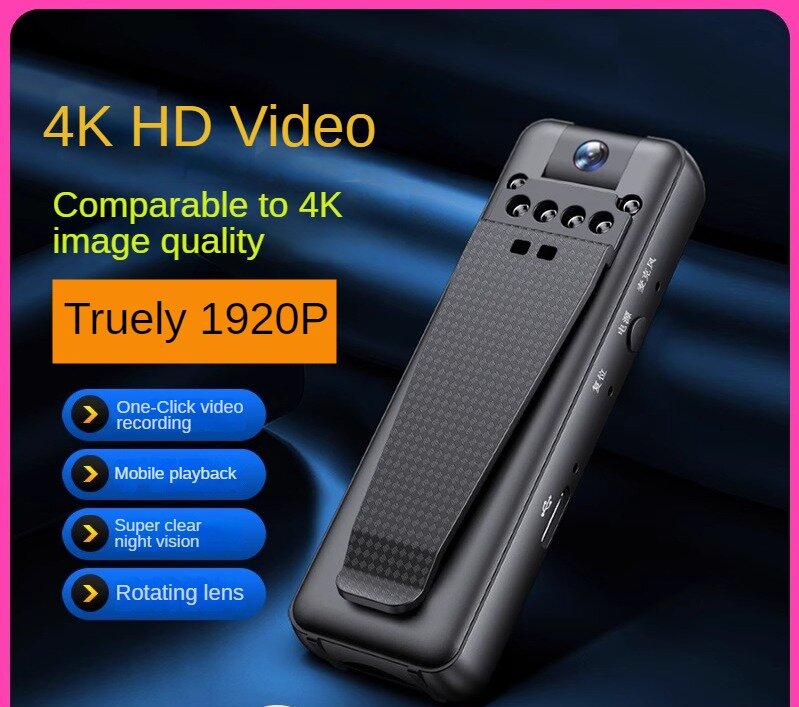 Professional mini camera, high-definition back clip portable long standby recording camera mini hidden camera