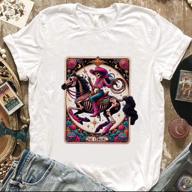 Thecowgirl 여성용 만화 프린트 패턴 티셔츠, 트렌디한 다용도 프린트 티셔츠, 라운드 넥 스트리트 재미있는 탑, 여름 티셔츠