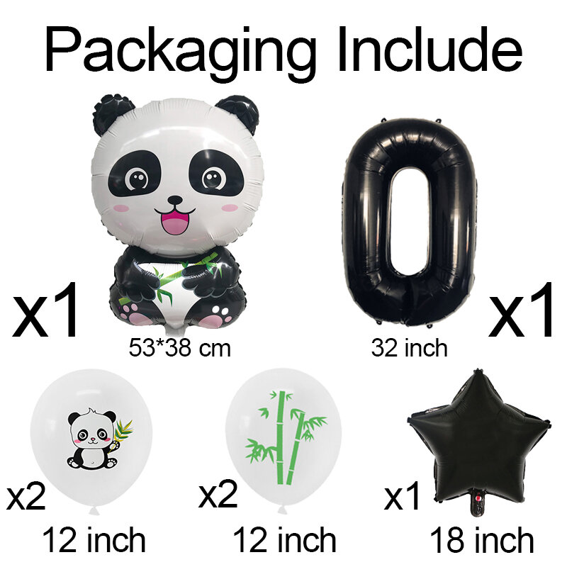 7 pz/set Cartoon Animal Black Foil numero palloncino Set stella Panda bambini festa di compleanno decorazione Baby Shower animale Ballon