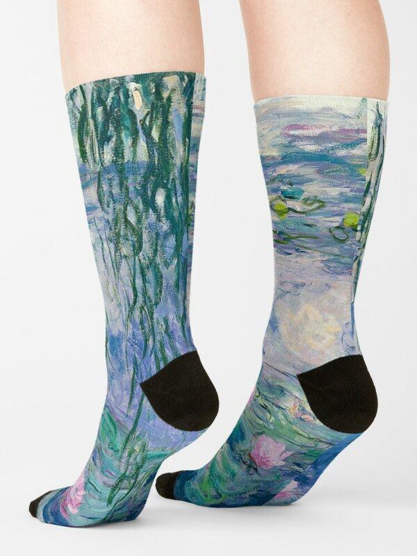 ถุงเท้าผู้ชายผู้หญิงลายดอกบัว Claude Monet