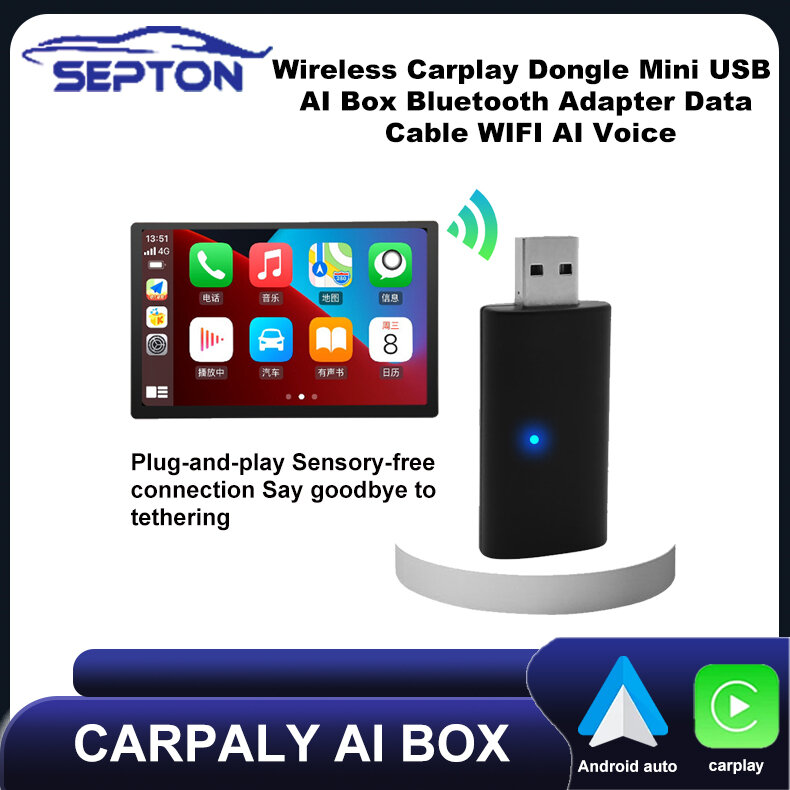 SPETON Car Mini USB AI Box Adapter for Apple Carplay Original Wired Carplay To Wireless Carplay USB Dongle Plug and Play Ai Box