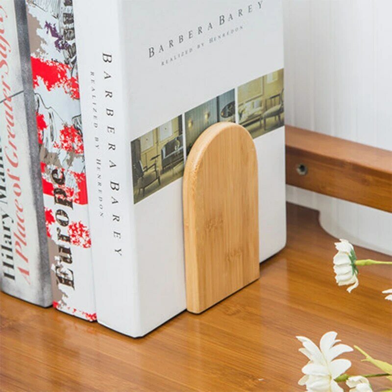 Support de serre-livres en bambou naturel pour bureau et maison, étagère de support de serre-livres, évaluation de bureau