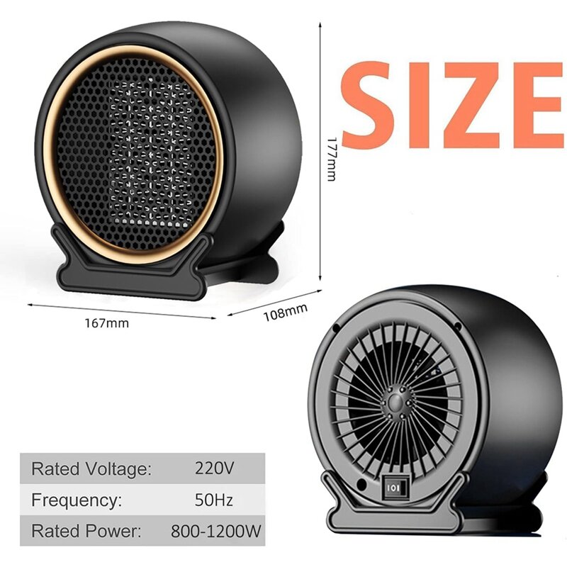 Mini Space Heater Portable Space Heaters For Indoor Use, 2-Speed 800-1200W Energy Efficient Portable Heater For Office EU Plug
