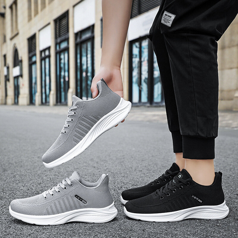 Men's shoes spring new trend men's shoes breathable lace-up running shoes Korean version of light casual walking shoes