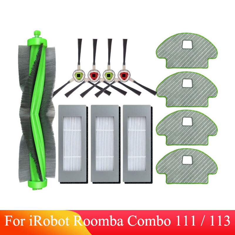 Cepillo lateral principal para aspiradora iRobot Roomba Combo 111 / 113 R113840, filtro Hepa, paños de mopa, pieza de repuesto, accesorio para Robot aspirador