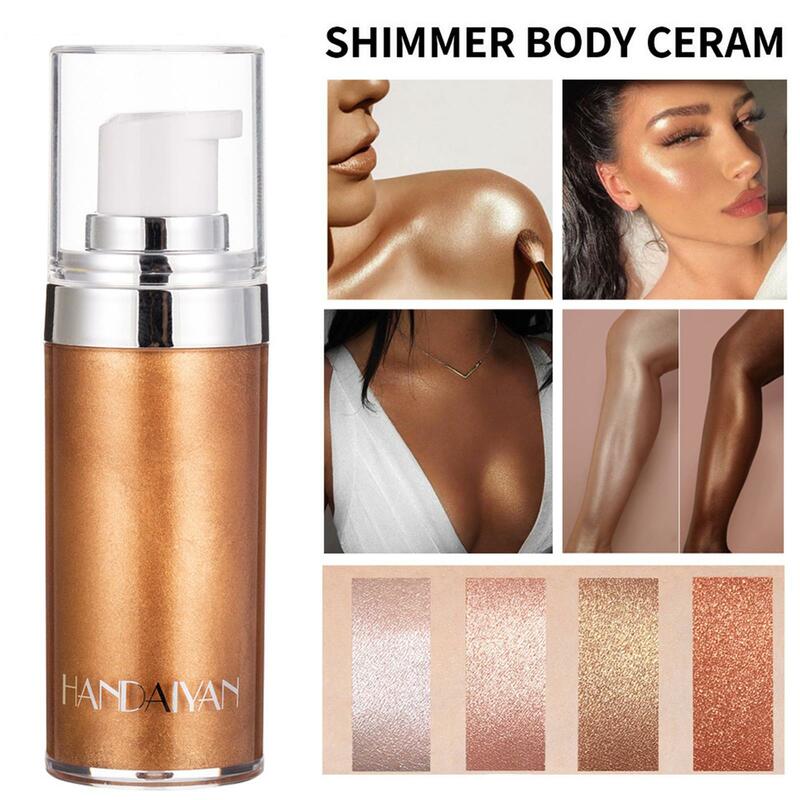 New 4Colors Liquid Body Highlighter Long-lasting Shine Brighten Glitter Shimmering Body Cream for Women A7F7