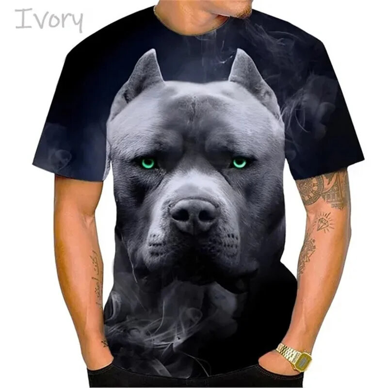 Modieus Hiphop Heren T-Shirt Met Bulldog Patroon 3d Bedrukking, Oversized, Coole Straatpersoonlijkheid, Harajuku Heren T-Shirt