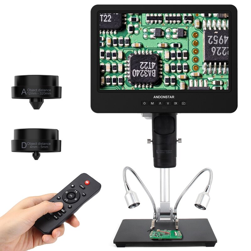 Andonstar mikroskop Digital Trinocular AD249SM HDMI USB 2000X 10.1 "IPS LCD untuk alat Solder elektronik untuk cek Solder PCB