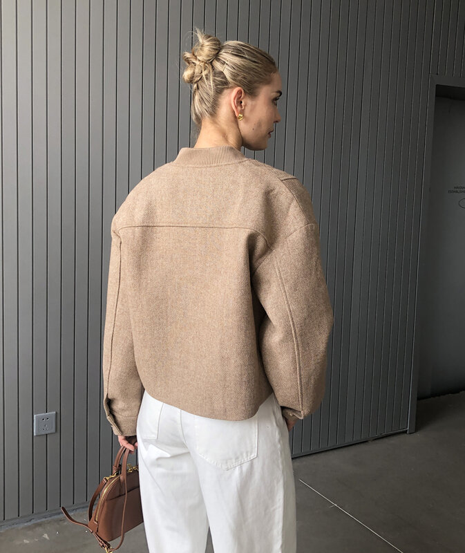 Chaqueta corta de lana para mujer, abrigo básico a la moda, novedad de otoño y otoño, 2024