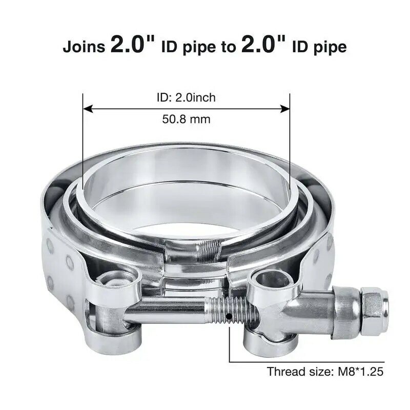 Exhaust Band Clamp Stainless Steel V-Shape Clamps For Automotive V-Shape Flange Connection Tool For SUVs Sedans Mini Cars Trucks