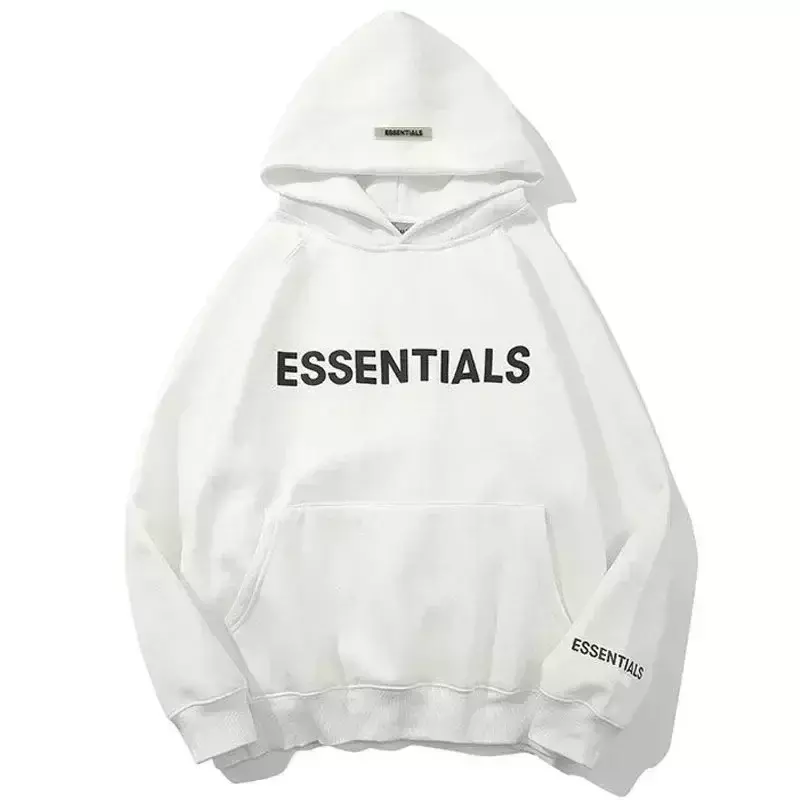 Essentials-Camisola unissex com capuz com letras e logotipo, camisola de tamanho grande, estilo hip hop, alta qualidade, homens e mulheres