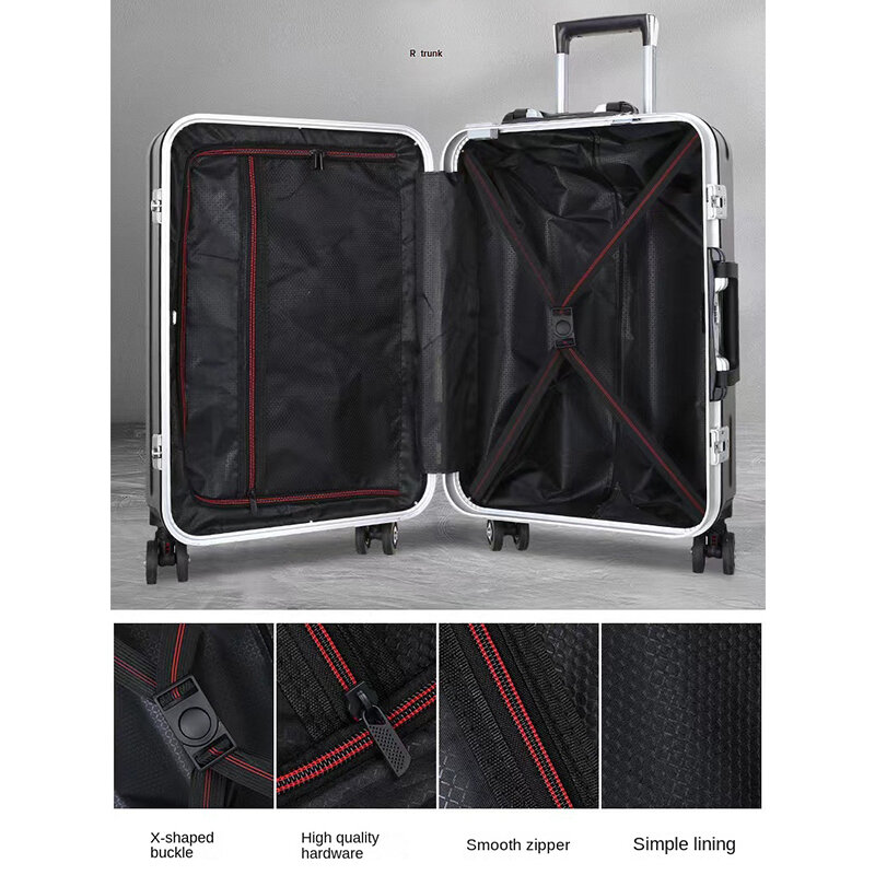 Новый кожаный чемодан GL на колесиках для студентов, корейский вариант чемоданов, мужской чемодан с алюминиевой рамкой
