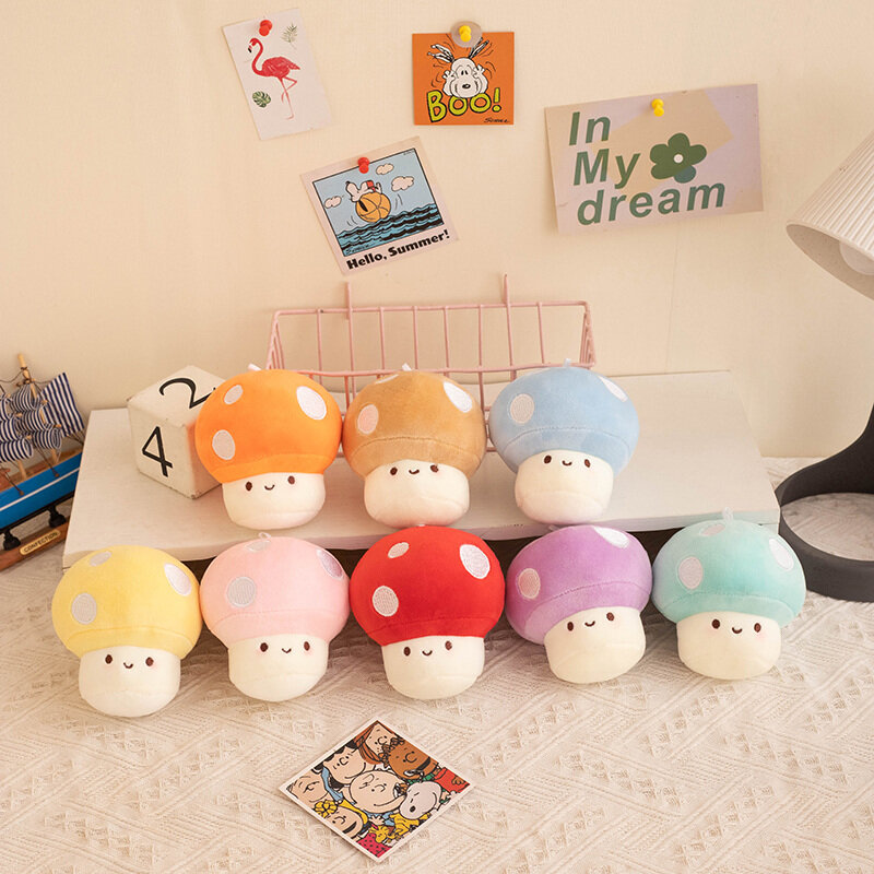 Cute Colorful Mushroom Keychain Pendant Doll Kawaii Stuffed Plants Plushies Throw Pillow Cushion Toys Anime Soft Kids Toys Gift