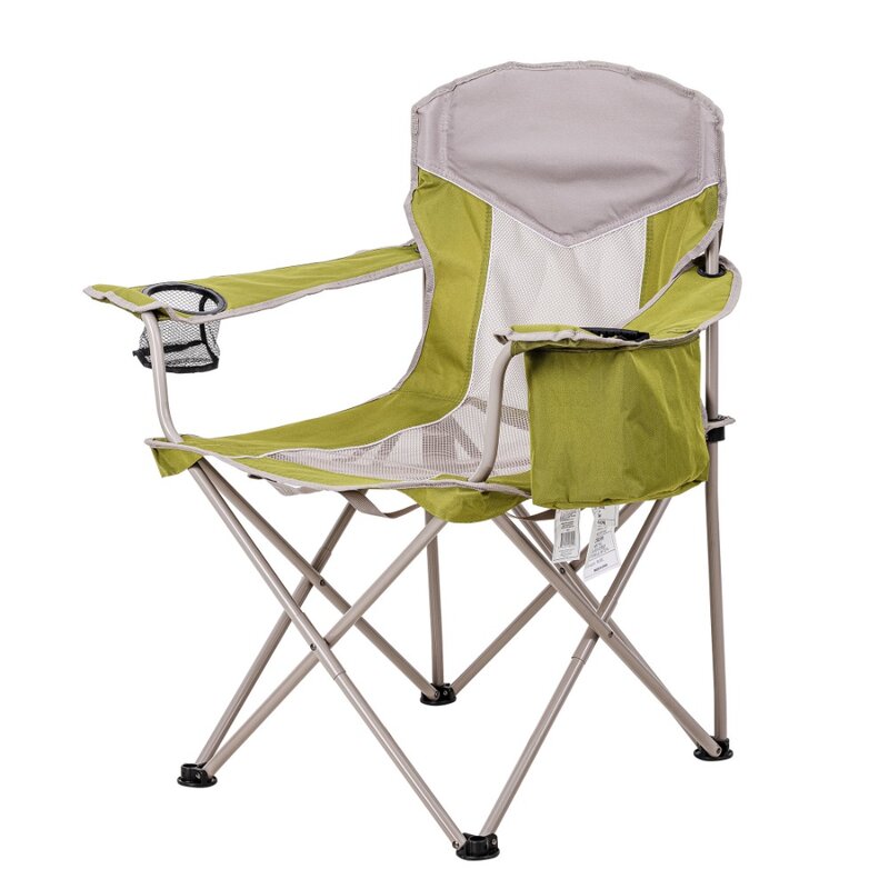 Oversiateczkowy krzesło kempingowe dla dorosłych z chłodniejszym, zielono-szarym