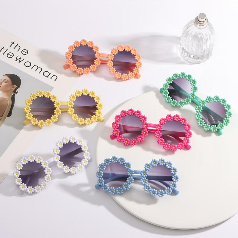 Óculos de sol redondos para crianças, óculos de sol floridos, proteção solar para meninas, Festival Party Shades, Novel Fashion