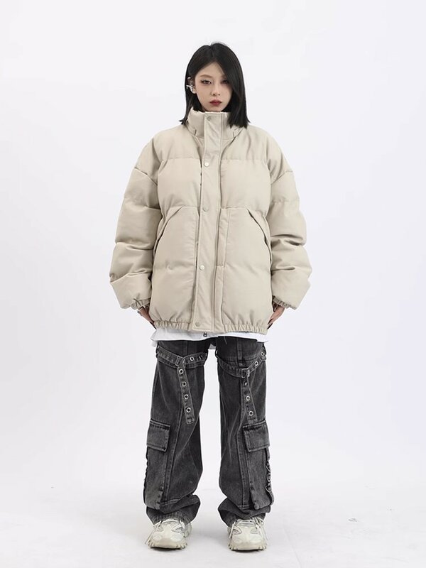 Женская теплая куртка Paraks, однотонная хлопковая куртка с воротником-стойкой, свободная верхняя одежда, ветрозащитная одежда, осень-зима 2023