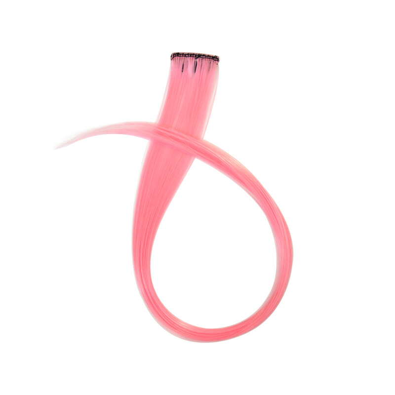 Extensiones de Cabello sintético con Clip de color para mujer y niña, postizos rectos, extensiones de cabello de colores con Clip de 22 pulgadas, trenzado
