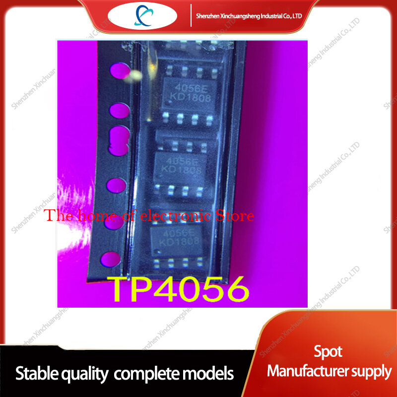 Chip de carregador de bateria de íon de lítio, carregamento linear Management IC, TP4056 1A, 10pcs