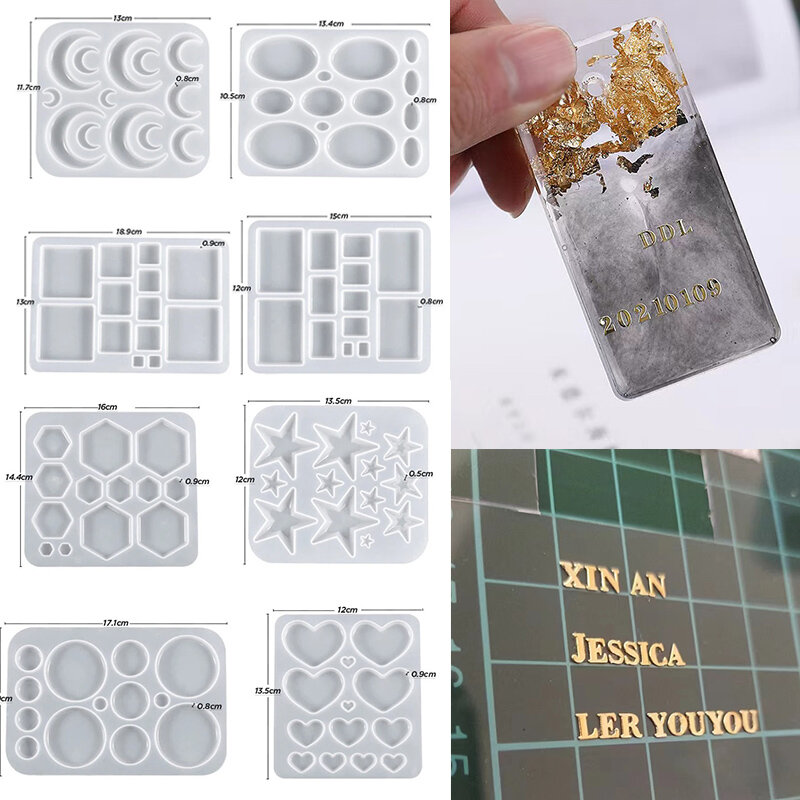 Earring Pendant Silicone Mold DIY Epoxy Resin Mold DIY Geometry Rect Necklace Key Chain Pendant Resin Jewelry Making Accessories