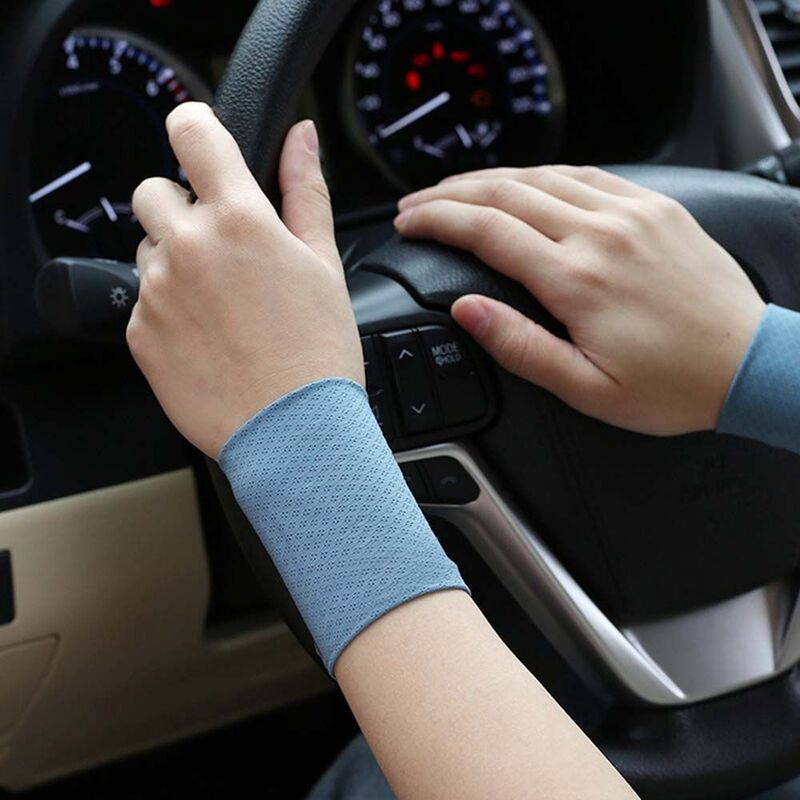 Summer Ice Silk Sports Protect Wrist Wristband Men's Thin Outdoor Sports Breathable Elastic Sunscreen Wrist Cover Women