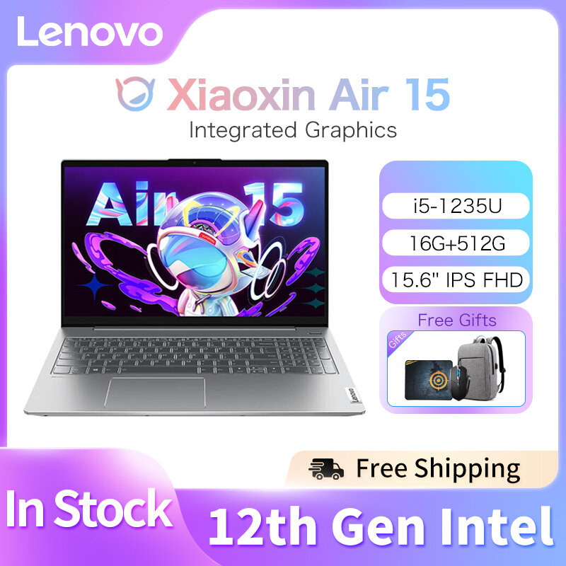 Lenovo Xiaoxin Air 15 Slim Laptop AMD Ryzen 7 5700/R5-5500 Intel Core i5-1235U/i5-1155G7 16GB RAM 512GB SSD 14 ''Laptop da ufficio