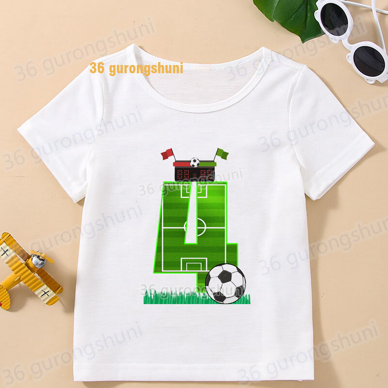 Camisetas con estampado de dibujos animados para niños, ropa con estampado de fútbol, camiseta de manga corta para bebés, Verano