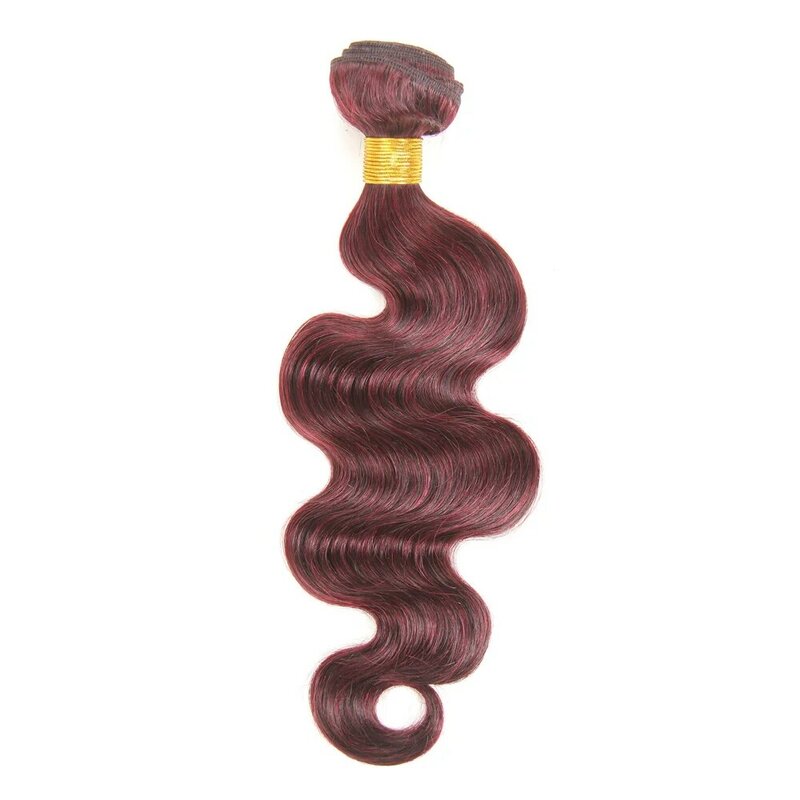 Eleganckie wiązki czerwone ludzkie włosy 99J dla kobiet włosy brazylijskie Remy przedłużanie falą ciała pojedyncze wiązki 99J kolorowe włosy przedłużanie