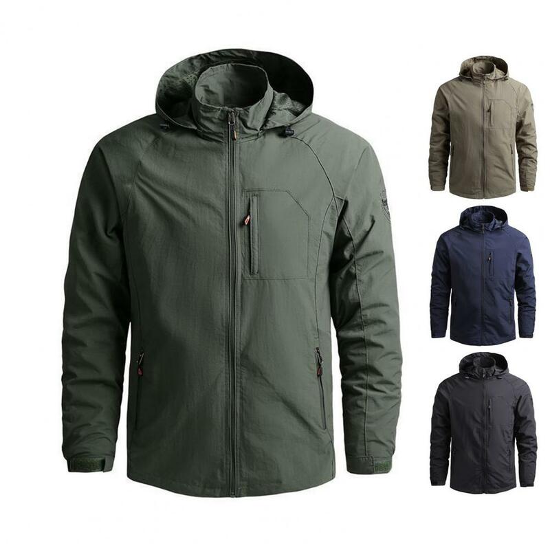 Mantel mit mehreren Taschen Vielseitige wind dichte Kapuzen jacken für Herren mit mehreren Taschen für lässige Outdoor-Kleidung