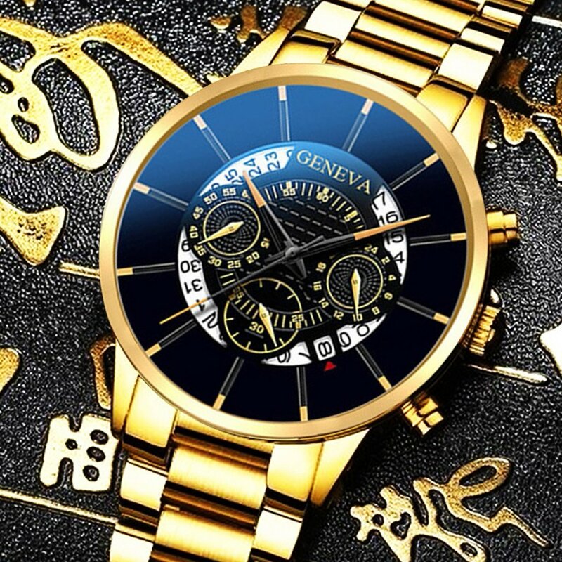 남성용 멀티 레이어 다이얼 쿼츠 손목시계, 고급스럽고 멋진 독특한 디지털 시계, 스테인레스 스틸 벨트 시계, 비즈니스 시계