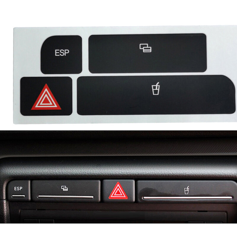 Cubierta de botón de interruptor de Flash de coche, pegatinas de consola central, perilla de ajuste de reparación, decoración Interior, estilo DIY, ESP, A4 2004-06
