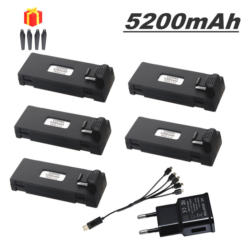 Rechargeable 3.7V 5200mAh Battery an Charger For RC Drone E88 E88PRO E99 E99PRO P1 K3 P10 A13 E525 RC Quadcopter Parts Battery