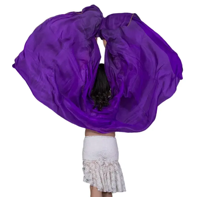 ผ้าโพกหัวไหมคลุมหน้าท้องสำหรับเด็กผู้หญิงผ้าโปร่งทำด้วยมือ24สีผ้าคลุมหน้าเต้นรำแบบจีนผ้า100% สีขาว