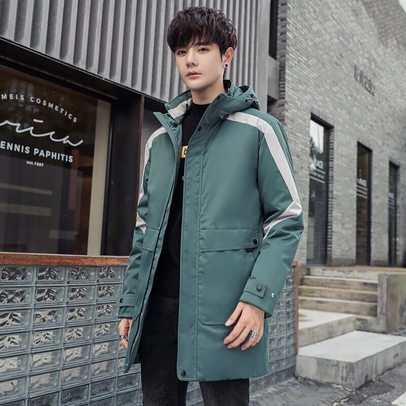 Trend Winter Down Jacket Men's Clothing Puffer Jackets for Men Midi-long New Thick Warm 90 White Duck Hooded Clothes